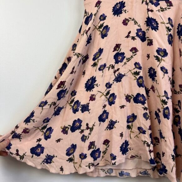 Sunday Best Aritzia 4 Light Pink Blue Floral Open Back Mini Dress V Neck Summer - Picture 6 of 13